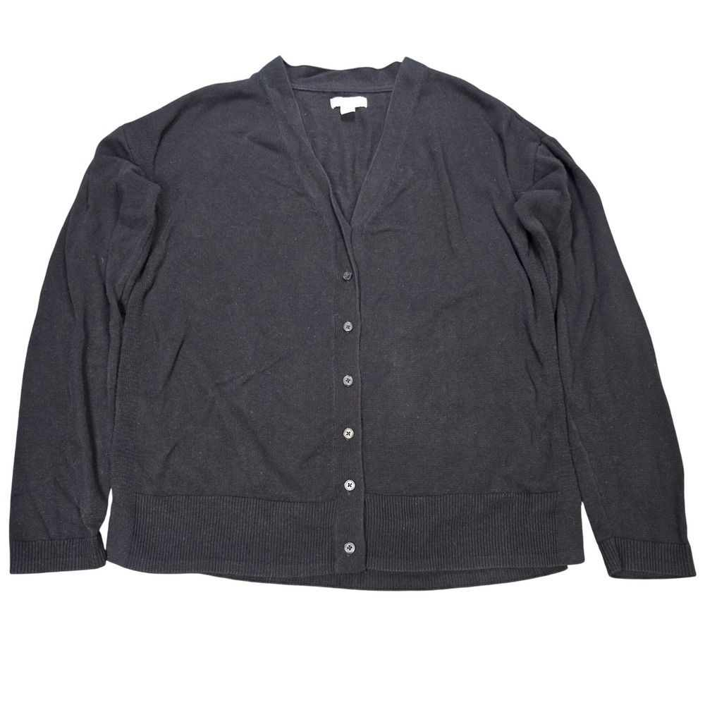 Croft & Barrow Button Front Knit Cardigan Sweater Women's Size M Black V-Neck